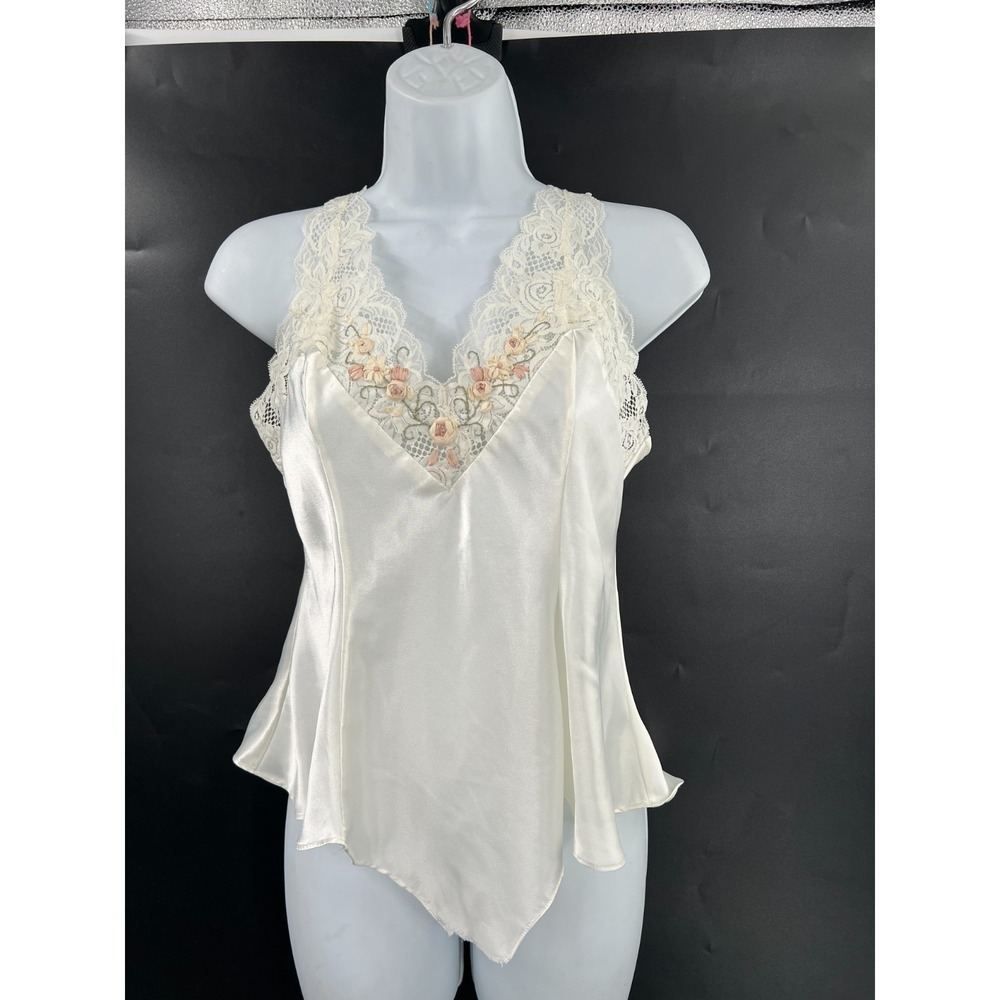 JACALYN E.S. BENNETT satin lace floral fairycore coquette y2k tank top S READ